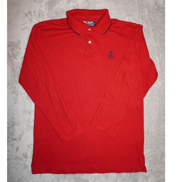 Vintage Chaps Ralph Lauren Long Sleeve Polo Shirt - Red -Preppy, Y2K, Streetwear - Picture 1 of 12
